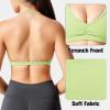imageYEOREO Workout Sports Bras for Women Padded Strappy Open Back Gym Bra Light Impact Criss Cross Yoga Crop TopTender Green