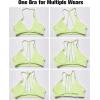 imageYEOREO Workout Sports Bras for Women Padded Strappy Open Back Gym Bra Light Impact Criss Cross Yoga Crop TopTender Green