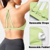 imageYEOREO Workout Sports Bras for Women Padded Strappy Open Back Gym Bra Light Impact Criss Cross Yoga Crop TopTender Green