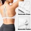 imageYEOREO Workout Sports Bras for Women Padded Strappy Open Back Gym Bra Light Impact Criss Cross Yoga Crop TopWhite