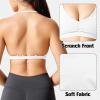 imageYEOREO Workout Sports Bras for Women Padded Strappy Open Back Gym Bra Light Impact Criss Cross Yoga Crop TopWhite
