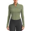 imageYEOREO CoreFlex Womens Workout Jackets Cropped Zip Up Athletic Jackets Arsene Slim Fit Yoga Running Tops with Thumb HolesArmy Green