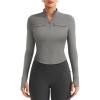 imageYEOREO CoreFlex Womens Workout Jackets Cropped Zip Up Athletic Jackets Arsene Slim Fit Yoga Running Tops with Thumb HolesLight Gray