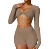 imageYEOREO Kyla Women Crop Top Long Sleeve Padded Sports Low Medium Impact Yoga Shirt Workout White L