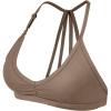 imageYEOREO Workout Sports Bras for Women Padded Strappy Open Back Gym Bra Light Impact Criss Cross Yoga Crop TopLight Brown