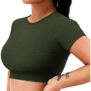 imageYEOREO Amplify Seamless Short Sleeve Womens Crop Top Gym Yoga Tops Workout Shirts Tee