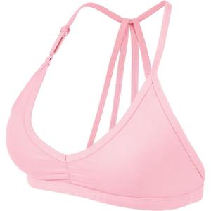 imageYEOREO Workout Sports Bras for Women Padded Strappy Open Back Gym Bra Light Impact Criss Cross Yoga Crop TopBaby Pink