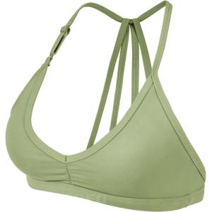 imageYEOREO Workout Sports Bras for Women Padded Strappy Open Back Gym Bra Light Impact Criss Cross Yoga Crop TopBean Green