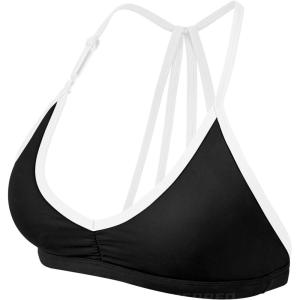 imageYEOREO Workout Sports Bras for Women Padded Strappy Open Back Gym Bra Light Impact Criss Cross Yoga Crop TopBlack White