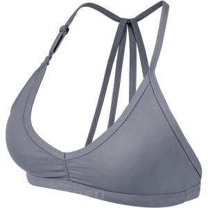imageYEOREO Workout Sports Bras for Women Padded Strappy Open Back Gym Bra Light Impact Criss Cross Yoga Crop TopBlue Grey
