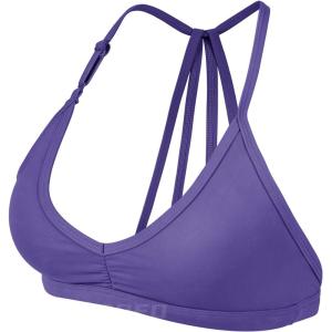 imageYEOREO Workout Sports Bras for Women Padded Strappy Open Back Gym Bra Light Impact Criss Cross Yoga Crop TopBlue Violet