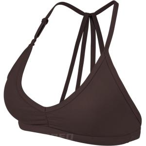 imageYEOREO Workout Sports Bras for Women Padded Strappy Open Back Gym Bra Light Impact Criss Cross Yoga Crop TopCocoa