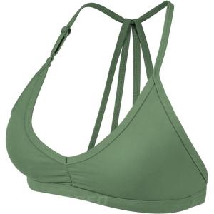imageYEOREO Workout Sports Bras for Women Padded Strappy Open Back Gym Bra Light Impact Criss Cross Yoga Crop TopDark Green
