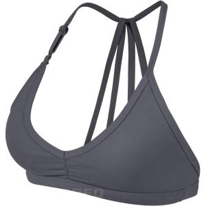 imageYEOREO Workout Sports Bras for Women Padded Strappy Open Back Gym Bra Light Impact Criss Cross Yoga Crop TopDark Grey