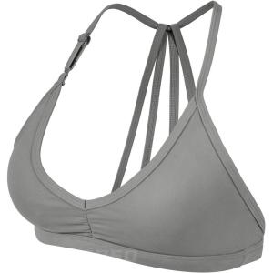 imageYEOREO Workout Sports Bras for Women Padded Strappy Open Back Gym Bra Light Impact Criss Cross Yoga Crop TopGrey