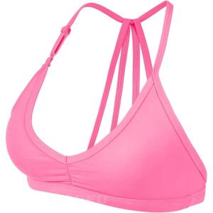 imageYEOREO Workout Sports Bras for Women Padded Strappy Open Back Gym Bra Light Impact Criss Cross Yoga Crop TopLight Pink