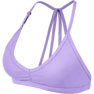 imageYEOREO Workout Sports Bras for Women Padded Strappy Open Back Gym Bra Light Impact Criss Cross Yoga Crop TopLight Purple