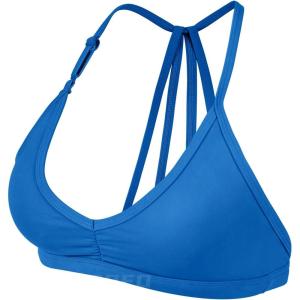 imageYEOREO Workout Sports Bras for Women Padded Strappy Open Back Gym Bra Light Impact Criss Cross Yoga Crop TopMedium Blue