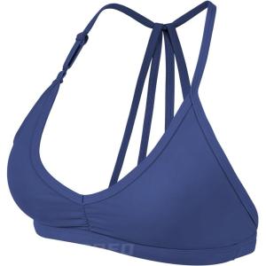 imageYEOREO Workout Sports Bras for Women Padded Strappy Open Back Gym Bra Light Impact Criss Cross Yoga Crop TopNavy