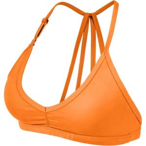 imageYEOREO Workout Sports Bras for Women Padded Strappy Open Back Gym Bra Light Impact Criss Cross Yoga Crop TopOrange