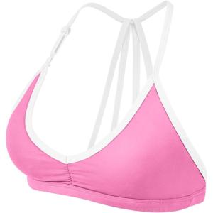 imageYEOREO Workout Sports Bras for Women Padded Strappy Open Back Gym Bra Light Impact Criss Cross Yoga Crop TopPink White