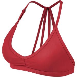 imageYEOREO Workout Sports Bras for Women Padded Strappy Open Back Gym Bra Light Impact Criss Cross Yoga Crop TopRed