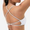 imageYEOREO Pearl Womens Sports Bra Strappy Criss Cross Back Bra Backless Removable Padded Yoga Crop Top01 White