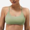 imageYEOREO Pearl Womens Sports Bra Strappy Criss Cross Back Bra Backless Removable Padded Yoga Crop Top1 Bean Green