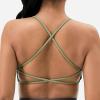 imageYEOREO Pearl Womens Sports Bra Strappy Criss Cross Back Bra Backless Removable Padded Yoga Crop Top1 Bean Green