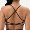 imageYEOREO Pearl Womens Sports Bra Strappy Criss Cross Back Bra Backless Removable Padded Yoga Crop Top1 Black