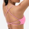imageYEOREO Pearl Womens Sports Bra Strappy Criss Cross Back Bra Backless Removable Padded Yoga Crop Top1 Candy Powder
