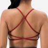 imageYEOREO Pearl Womens Sports Bra Strappy Criss Cross Back Bra Backless Removable Padded Yoga Crop Top1 Chili Red