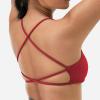 imageYEOREO Pearl Womens Sports Bra Strappy Criss Cross Back Bra Backless Removable Padded Yoga Crop Top1 Chili Red