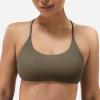 imageYEOREO Pearl Womens Sports Bra Strappy Criss Cross Back Bra Backless Removable Padded Yoga Crop Top1 Coffee