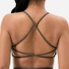 imageYEOREO Pearl Womens Sports Bra Strappy Criss Cross Back Bra Backless Removable Padded Yoga Crop Top1 Coffee