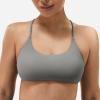 imageYEOREO Pearl Womens Sports Bra Strappy Criss Cross Back Bra Backless Removable Padded Yoga Crop Top1 Light Grey