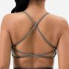 imageYEOREO Pearl Womens Sports Bra Strappy Criss Cross Back Bra Backless Removable Padded Yoga Crop Top1 Light Grey