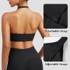 imageYEOREO Sports Bras for Women Open Back Workout Gym Bra Padded Medium Impact Yoga Tops with Ajustable Back StrapsBlack