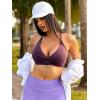 imageYEOREO Sports Bras for Women Open Back Workout Gym Bra Padded Medium Impact Yoga Tops with Ajustable Back StrapsBlack Purple