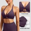 imageYEOREO Sports Bras for Women Open Back Workout Gym Bra Padded Medium Impact Yoga Tops with Ajustable Back StrapsBlack Purple