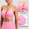 imageYEOREO Sports Bras for Women Open Back Workout Gym Bra Padded Medium Impact Yoga Tops with Ajustable Back StrapsCandy Pink