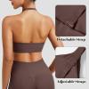 imageYEOREO Sports Bras for Women Open Back Workout Gym Bra Padded Medium Impact Yoga Tops with Ajustable Back StrapsCocoa