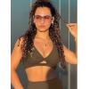 imageYEOREO Sports Bras for Women Open Back Workout Gym Bra Padded Medium Impact Yoga Tops with Ajustable Back StrapsCoffee
