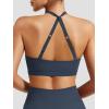 imageYEOREO Sports Bras for Women Open Back Workout Gym Bra Padded Medium Impact Yoga Tops with Ajustable Back StrapsDark Blue