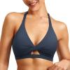 imageYEOREO Sports Bras for Women Open Back Workout Gym Bra Padded Medium Impact Yoga Tops with Ajustable Back StrapsDark Blue