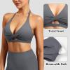 imageYEOREO Sports Bras for Women Open Back Workout Gym Bra Padded Medium Impact Yoga Tops with Ajustable Back StrapsDark Gray