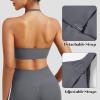 imageYEOREO Sports Bras for Women Open Back Workout Gym Bra Padded Medium Impact Yoga Tops with Ajustable Back StrapsDark Gray