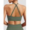 imageYEOREO Sports Bras for Women Open Back Workout Gym Bra Padded Medium Impact Yoga Tops with Ajustable Back StrapsDark Green