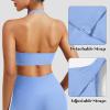 imageYEOREO Sports Bras for Women Open Back Workout Gym Bra Padded Medium Impact Yoga Tops with Ajustable Back StrapsIce Blue