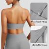 imageYEOREO Sports Bras for Women Open Back Workout Gym Bra Padded Medium Impact Yoga Tops with Ajustable Back StrapsLight Grey